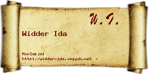 Widder Ida névjegykártya